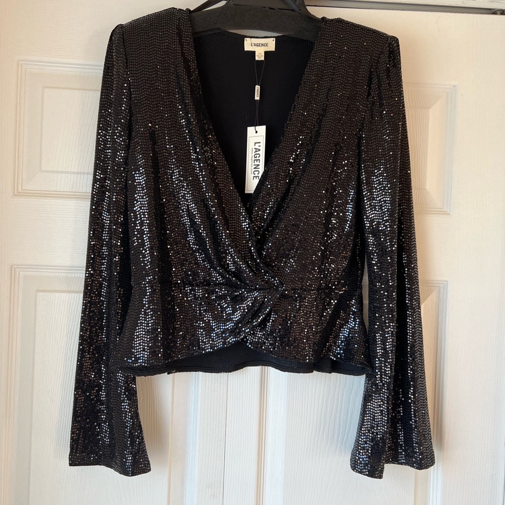 Lagence Katya black sequin top